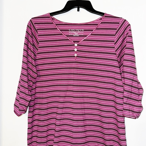 Cacique Pink Striped Sleep Gown NWOT SZ 18/20 - Picture 2 of 6